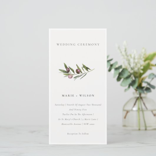 Carte De Remerciements Rustique minimal Olive Branche Foliage Mariage Inv (Debout devant)