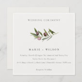 Carte De Remerciements Rustique minimal Olive Branche Foliage Mariage Inv (Devant / Derrière)