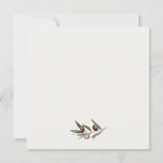 Carte De Remerciements Rustique minimal Olive Branche Foliage Mariage Inv (Dos)