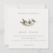 Carte De Remerciements Rustique minimal Olive Branche Foliage Mariage Inv (Devant)