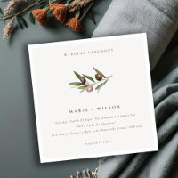 Rustique minimal Olive Branche Foliage Mariage Inv