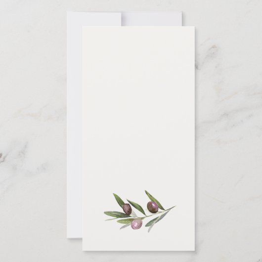 Carte De Remerciements Rustique minimal Olive Branche Foliage Mariage Inv (Dos)