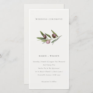 Carte De Remerciements Rustique minimal Olive Branche Foliage Mariage Inv