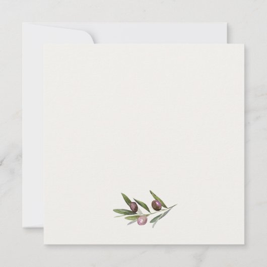Carte De Remerciements Rustique minimal Olive Branche Foliage Mariage Inv (Dos)