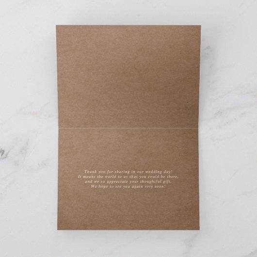 Carte de remerciements rustique minimaliste (Intérieur)