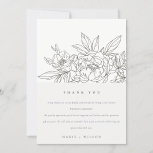 Carte De Remerciements Rustique minimaliste Élégant Brown floral Mariage