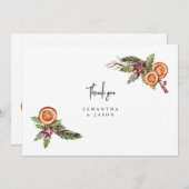 Carte De Remerciements Rustique Noël vert Mariage épice (Devant / Derrière)