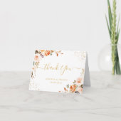 Carte De Remerciements Rustique Orange Automne Floral Parties scintillant (Devant)