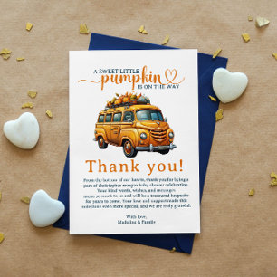 Carte De Remerciements Rustique Orange Truck Petit Baby shower Citrouille