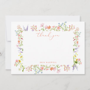Carte De Remerciements Rustique Pastel Fleur sauvage Cadre Fête des marié