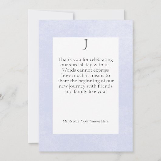 Carte De Remerciements Rustique Pastel Hydrangea Floral Monogram Périwink (Dos)