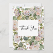 Carte De Remerciements Rustique Pastel Hydrangea Floral Monogramme Blanc (Devant)