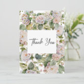 Carte De Remerciements Rustique Pastel Hydrangea Floral Monogramme Blanc (Debout devant)