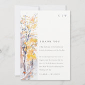 Carte De Remerciements Rustique Pastel Jaune automne Mariage paysage auto (Devant)