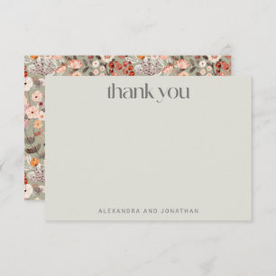 Carte De Remerciements Rustique Sage Taupe Floral Boho Custom Wedding