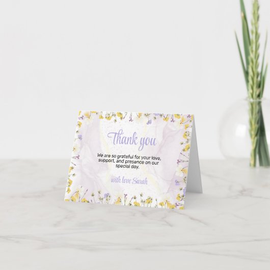 Carte De Remerciements Rustique Spring Floral douche nuptiale (Devant)