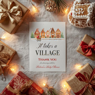 Carte De Remerciements Rustique Stroller Village Maisons Baby shower d'hi