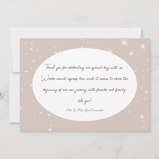 Carte De Remerciements Rustique Tan Pine Hiver Mariage étincelant (Dos)