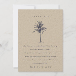 Carte De Remerciements Rustique Tropical Palm Tree Marine Kraft Mariage