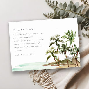 Carte De Remerciements Rustique Tropical Palm Trees Beach Sand Mariage