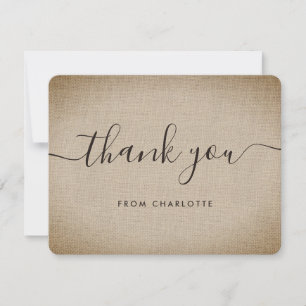 Carte De Remerciements Rustique Vintage Burlap Wedding shower Anniversair