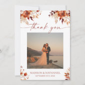 Carte De Remerciements Rusty Burgundy Brown Floral Flower Wedding (Devant)