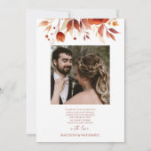 Carte De Remerciements Rusty Burgundy Brown Floral Flower Wedding (Dos)