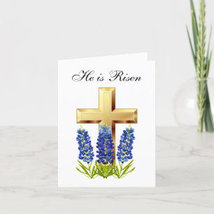 Carte De Remerciements Sa est Ressuscité Aquarelle Pâques Bluebonnets Cro