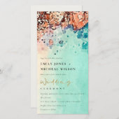 Carte De Remerciements SABLE DE PLAGE turquoise ROCK EAU COULEUR MARIAGE (Devant / Derrière)