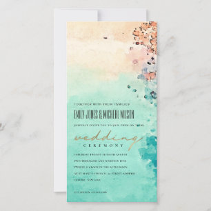 Carte De Remerciements SABLE DE PLAGE turquoise ROCK EAU COULEUR MARIAGE
