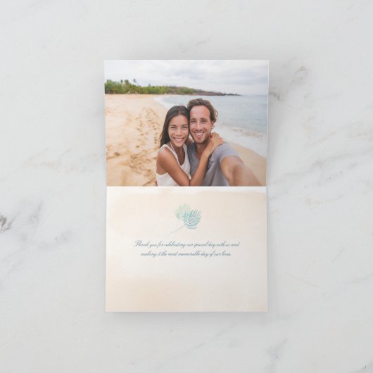 Carte De Remerciements Sable et Palms Beach Mariage Photo (Intérieur)