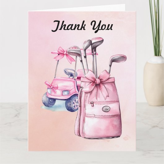 Carte De Remerciements Sac de golf en rose Thème pour fille (Devant)