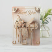 Carte De Remerciements Saddle & Sparkle - Western Mariage Thank-You Card (Debout devant)
