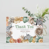 Carte de remerciements Safari animal Boho (Debout devant)
