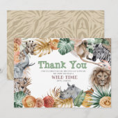 Carte de remerciements Safari animal Boho (Devant / Derrière)