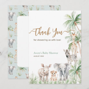 Carte De Remerciements Safari Animal Wild One Baby Boy Douche