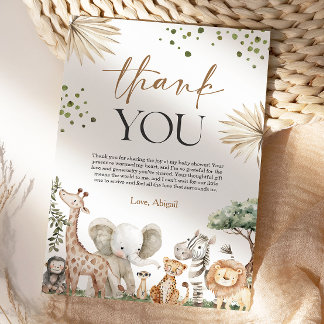 Carte De Remerciements Safari Animals Gender Neutral Baby Shower
