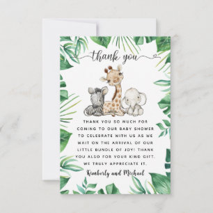 Carte De Remerciements Safari Animaux Aquarelle Anniversaire   BABY SHOWE