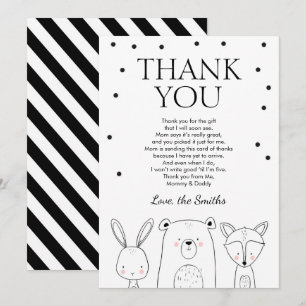 Carte de remerciements Safari Animaux Baby shower 