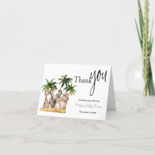 Carte De Remerciements Safari Animaux sauvages Baby shower tropical