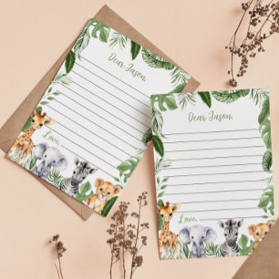 Carte De Remerciements Safari Animaux Temps Capsule Note Message Card