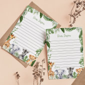 Carte De Remerciements Safari Animaux Temps Capsule Note Message Card