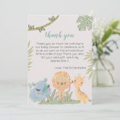 Carte De Remerciements Safari Animaux Wild Un Baby shower neutre genre (Debout devant)