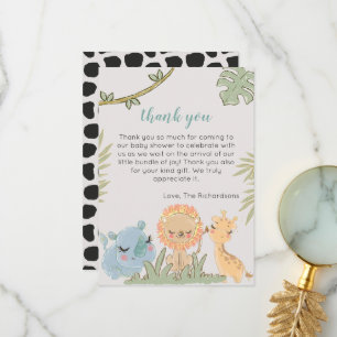 Carte De Remerciements Safari Animaux Wild Un Baby shower neutre genre
