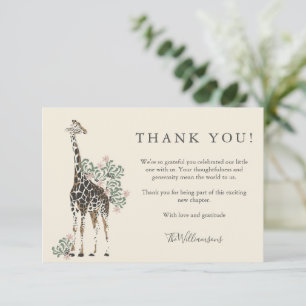 Carte De Remerciements Safari Aquarelle Girafe Fête de Naissance Nom Pers