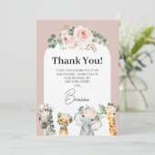 Carte de remerciements Safari Arc Floral Rose (Debout devant)