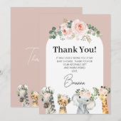 Carte de remerciements Safari Arc Floral Rose (Devant / Derrière)