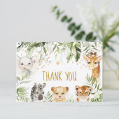 Carte De Remerciements Safari bébé animaux et verdure (Debout devant)
