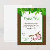 Carte De Remerciements safari de jungle PLAT d'oscillation de singe du (Devant / Derrière)