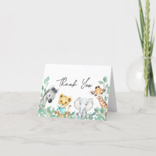 Carte De Remerciements Safari Neutre Genre Animaux Baby shower de verdure